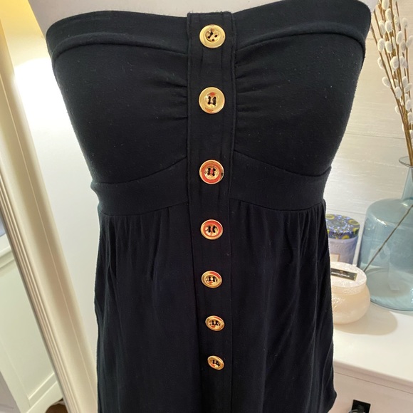 Aritzia -Talula black strapless flowing tube top with gold buttons - Picture 2 of 6